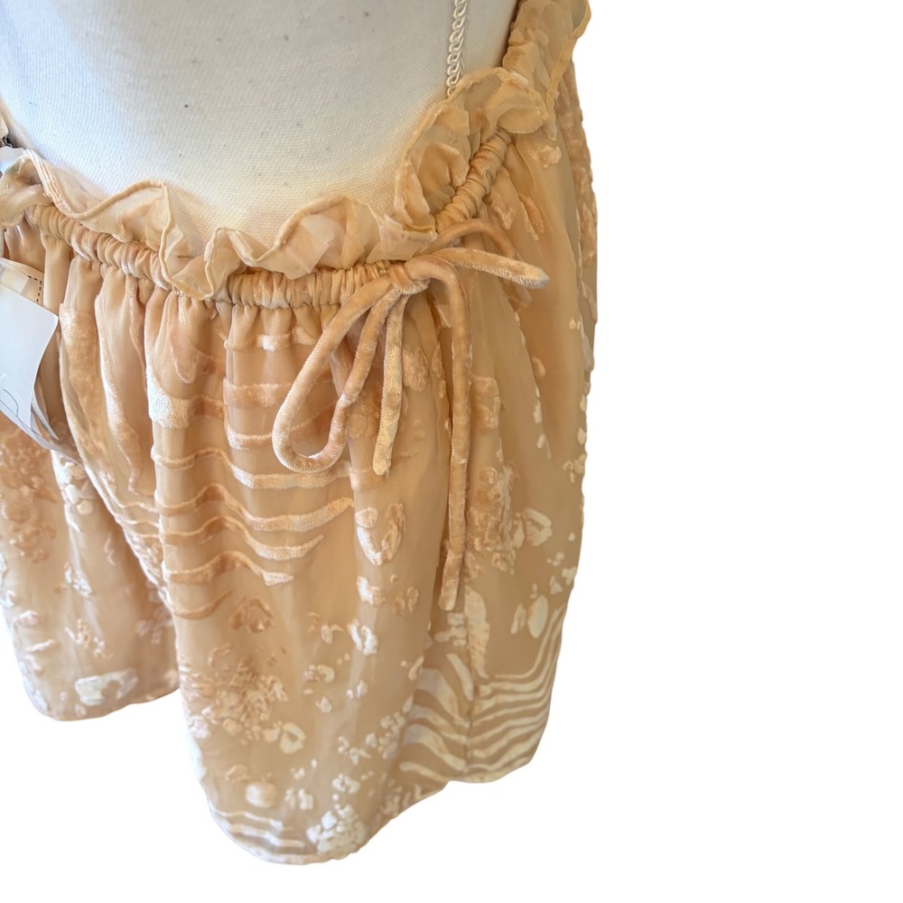 NWT SABO LUXE Peach Velvet Halter Cut Out Mini Dress Large Coquette Euro Summer - Picture 5 of 12